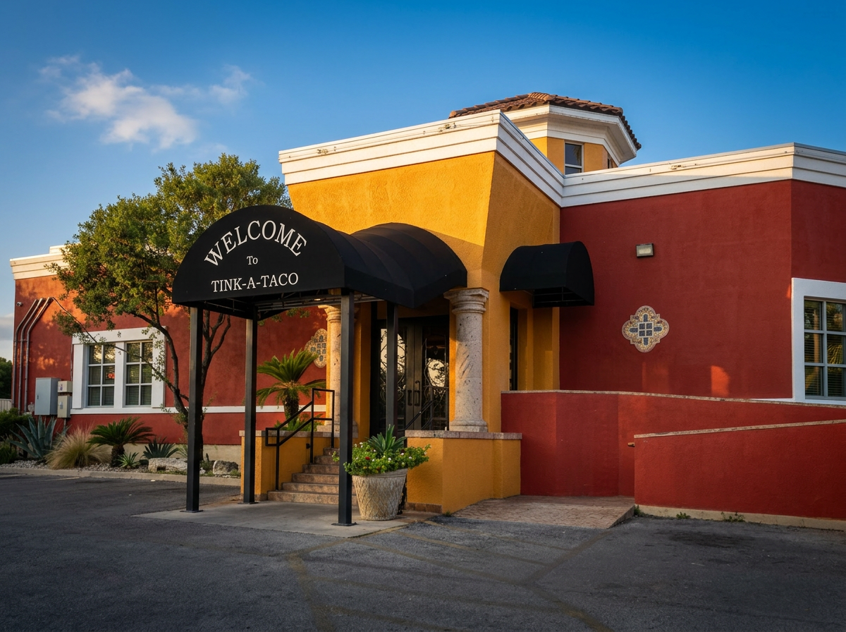Sandra's Mexican Restaurant exterior at golden hour